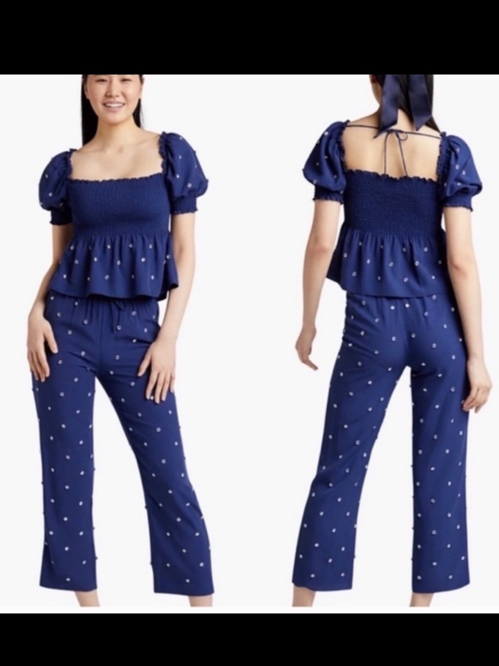 Hill House Navy Blue Polka Dot Two-Piece Pajama Set